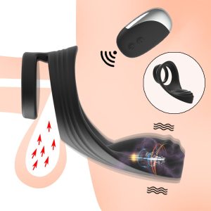 10โหมดอวัยวะเพศชายแหวน Vibrators รีโมทคอนโทรลคู่แหวนนวด Clitoris Perineum กระตุ้น Penisring เพศของเล่นสำหรับผู้ชาย
