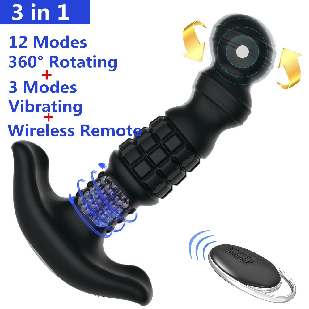 360องศาหมุนไร้สาย Anal Dildo Vibrator นวด G-Spot หญิง Maturbator Dilator Big Butt Plug เพศของเล่นสำหรับผู้หญิงผู้ชาย