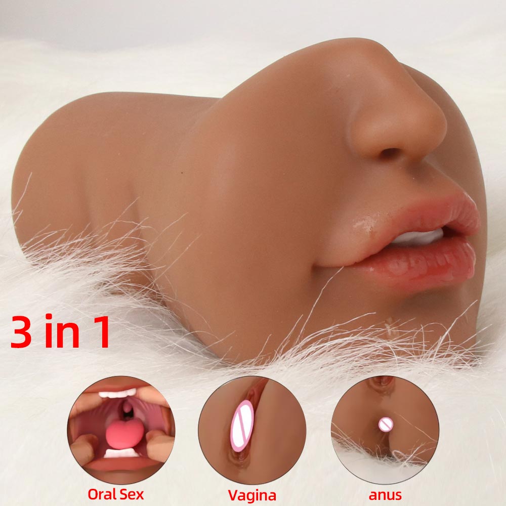 3D ที่สมจริง Oral Masturbation ชายคอหีเพศช่องคลอดจริง Pussy Sextoy สำหรับชาย3ใน1 Masturbstor ผู้ใหญ่อมควย sex Choop