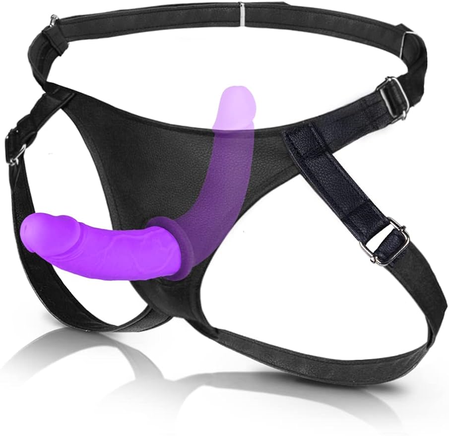 Harness Strap on Silicone Dildo Adult Sex Toy G spot Stimulator Detachable Double Dildos Vagina Massager Female Masturbator for Women Lesbian and Couples