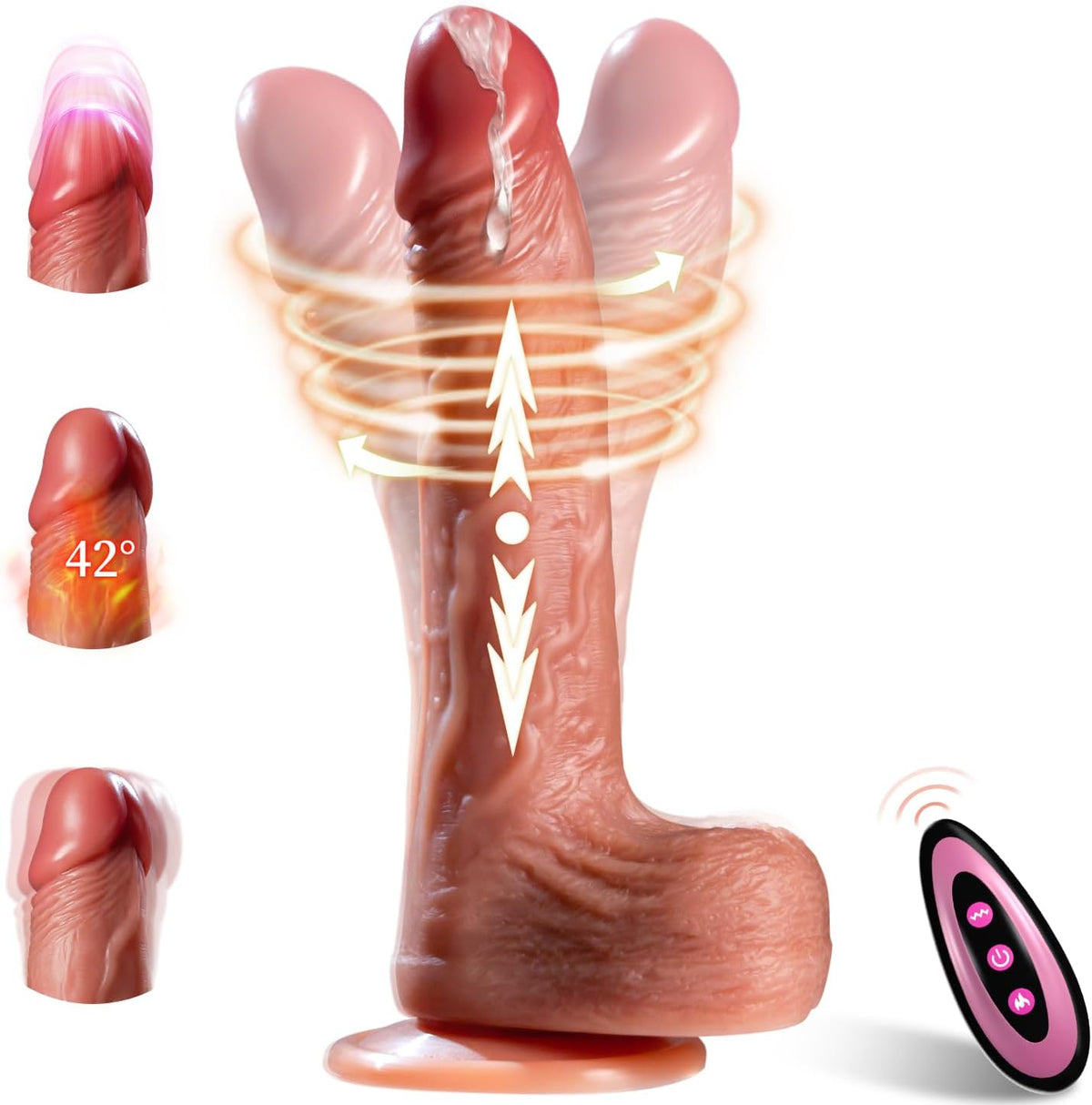Realistic Dildo Vibrator APP Remote Control Adult Sex Toy Suction Cup 9 Vibrations 3 Thrusting Rotating Swing Heating Modes for 18+ Women
