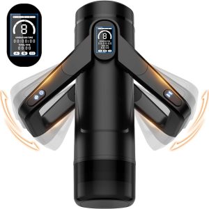 Automatic Male Masturbator Sex Toys for Men - Male Sex Toy with 9 Thrusting & 9 Scrotal Vibrations & Wing Handle Design with LCD Display Penis Pump, Pocket Pussy Sex Machine, Adult Sex Toys & Games