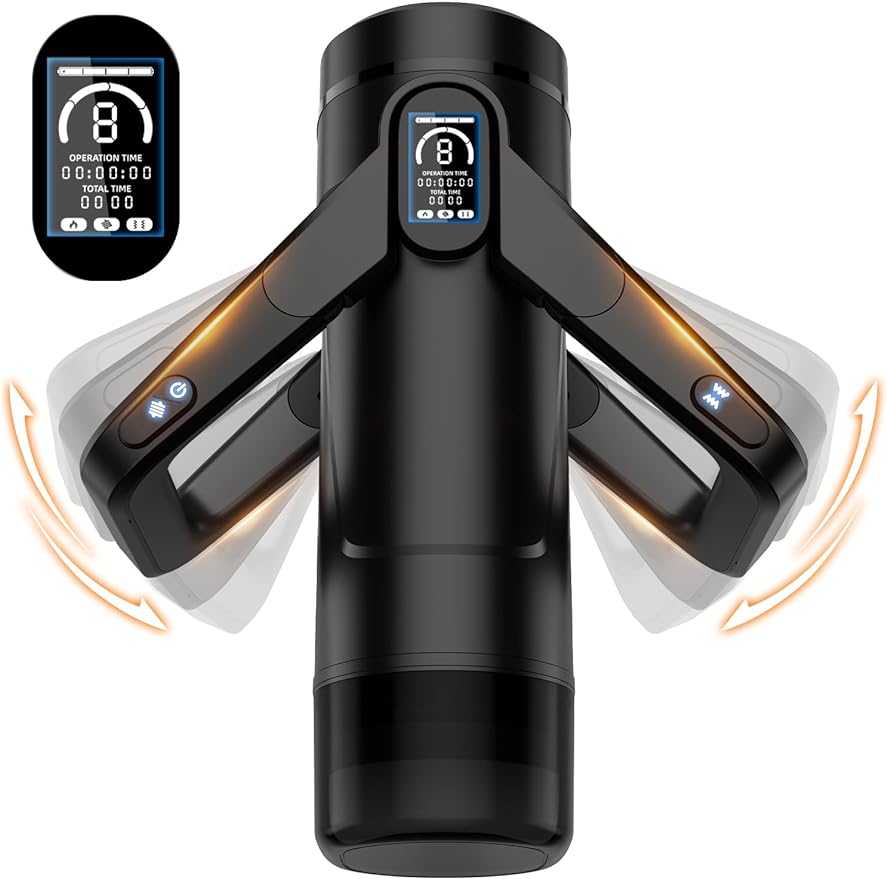 Automatic Male Masturbator Sex Toys for Men - Male Sex Toy with 9 Thrusting & 9 Scrotal Vibrations & Wing Handle Design with LCD Display Penis Pump, Pocket Pussy Sex Machine, Adult Sex Toys & Games