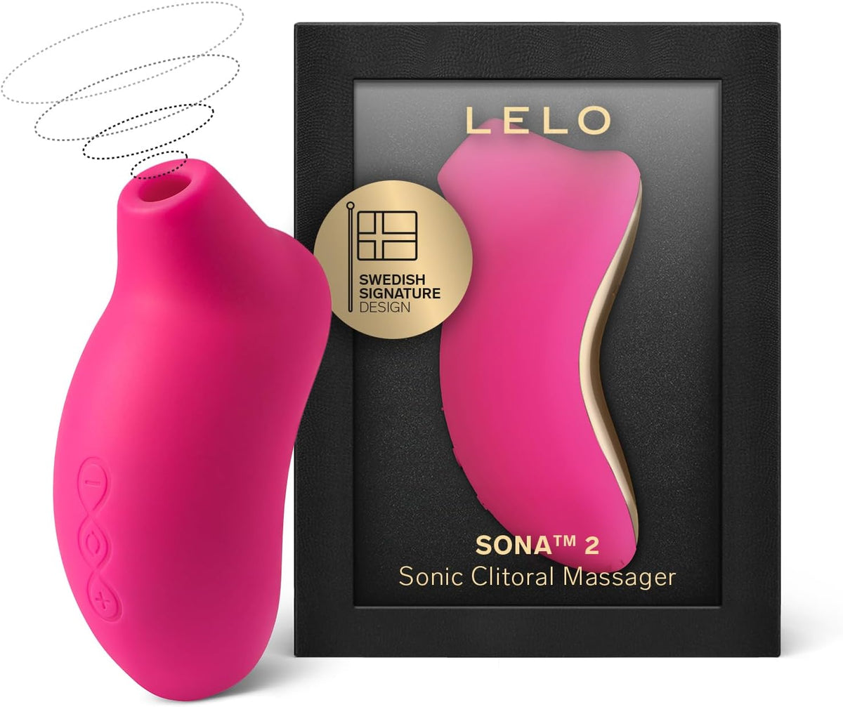 LELO SONA 2 Sonic Waves Clit Sucker, Waterproof Clit Vibrator Oral Stimulator Vibrator for Women for Deeper Satisfaction, Cerise