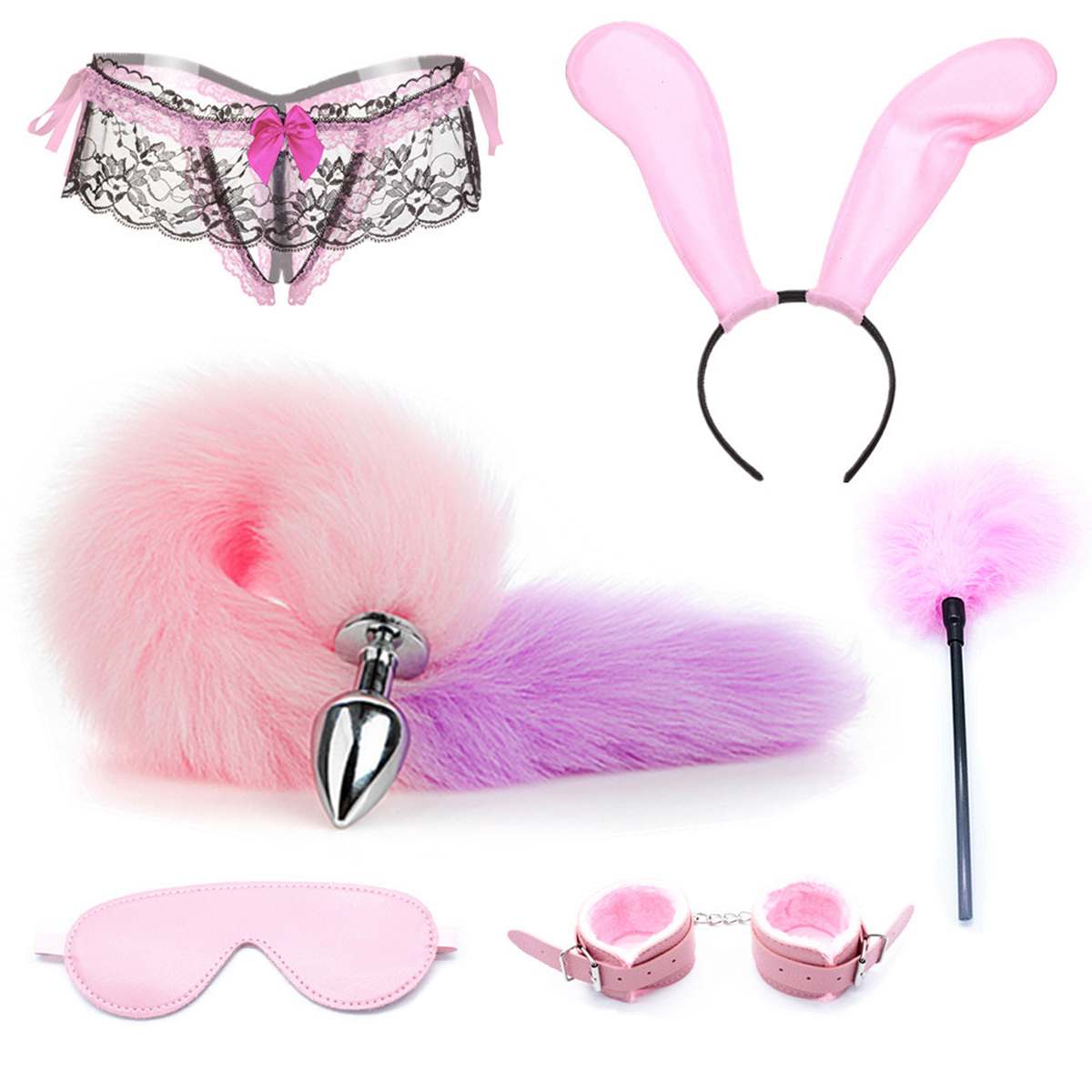 6PCS Bondage Set Handcuffs Headband Suit for Couples Women Gifts Accessories