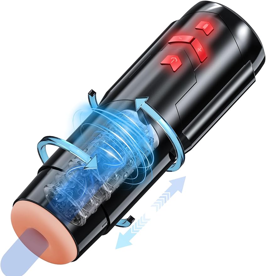 Sex Toy Male Masturbators Cup: Automatic Adult Toys with Rotating & Thrusting Hand Free Pocket Pussy Stroker with Realistic Silicone Sleeve - Erotic Penis Games for Man Electric Men Blowjob Machine