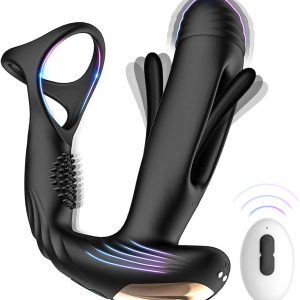 Prostate Massager Vibrator with 10 Flapping & Vibration Settings, Remote Control Anal Plug Anal Vibrator Sex Toys for Men, Anal Sex Toys Vibrators with Penis Ring Adult Toys, Sex Toy Adult Sex Toys