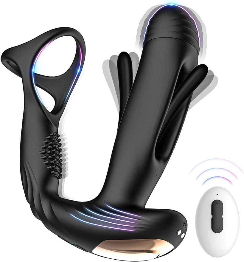Prostate Massager Vibrator with 10 Flapping & Vibration Settings, Remote Control Anal Plug Anal Vibrator Sex Toys for Men, Anal Sex Toys Vibrators with Penis Ring Adult Toys, Sex Toy Adult Sex Toys