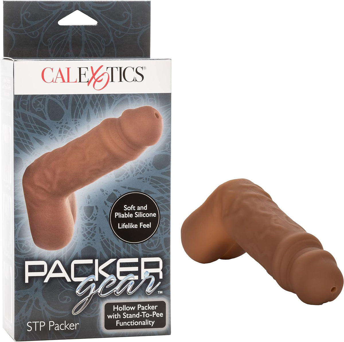 CalExotics Packer Gear STP Packer – Realistic Prosthetic Stand To Pee Strap On Sex - Trans Transitioning FTM Adult Female To Male - Brown