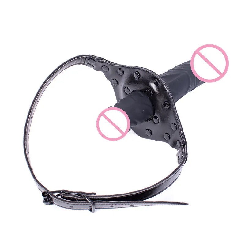 BDSM Sex Slave ปาก Gags คู่หัว Bondage Restraints จริง Dildo เปิดปาก Gag Ball คู่ช่องปากเพศของเล่นสำหรับผู้หญิงผู้ชาย