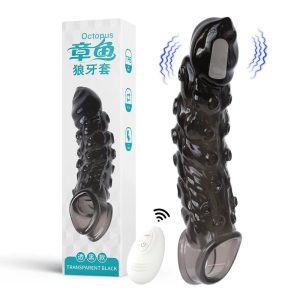 Bullet Vibrator Ring Clear Cock Ring Extender Reusable Penis Sleeve Enlargement for Couples Vibrating Dildo Sex Toys Men 18+