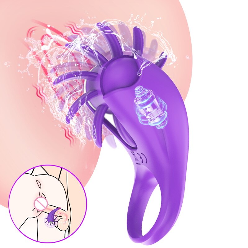 แหวนอวัยวะเพศชาย Cock Vibrator สำหรับคู่ผู้หญิงเลีย Vibrating ช่องคลอด Clit Stimulator G จุด Orgasm ล็อคชาย Cockring สำหรับผู้ชายของเล่น