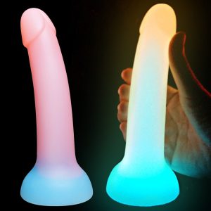 ขนาดใหญ่ส่องสว่าง Dildo Anal เซ็กซ์ทอย Butt Plug สำหรับผู้หญิงคู่ซิลิโคนเรืองแสงอวัยวะเพศชายดูดถ้วยผู้ใหญ่เร้าอารมณ์ผลิตภัณฑ์