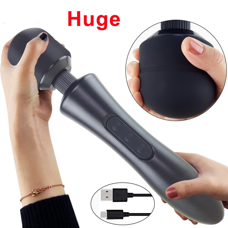Huge Magic Wand Vibrators for Women, USB Charge Big AV Stick Female G Spot Massager Clitoris Stimulator Adult Sex Toys for Woman