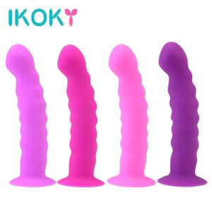 IKOKY Anal Plug Prostate Massager Strong Sucker Silicone Bead Dildo Vaginal Stimulator Sex Toys for Man Woman G-spot Stimulation