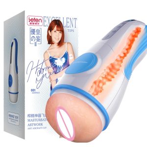 LeTen Masturbator Automatic Retractable Heating Cup Deep Throat Blowjob Masturbation Sucking Thrusting Vibrator Sex for Adult