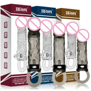 Man Penis Extender Dildo Sex Toys Condones  Realistic Condoms for Men Penis Vibrator Sleeve Reusable Vibe Condoms Extend