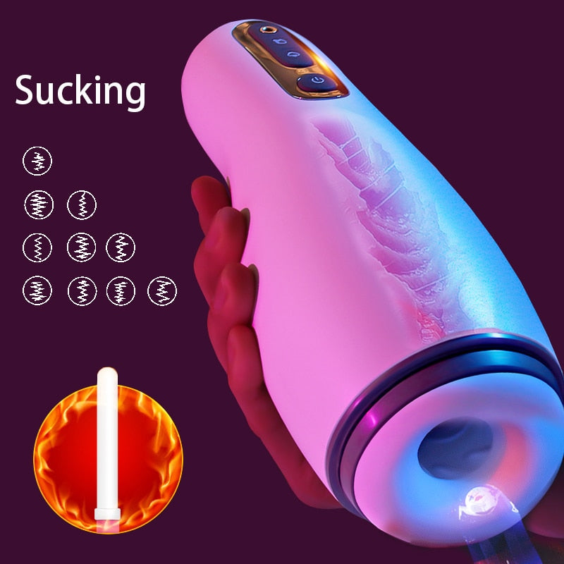 ดูดเครื่อง Masturbator สำหรับผู้ชายอัตโนมัติชาย Masturbator คัพจริงสูญญากาศช่องคลอดช่องคลอดของเล่นผู้ใหญ่ Sucker การสั่นสะเทือนอมควย