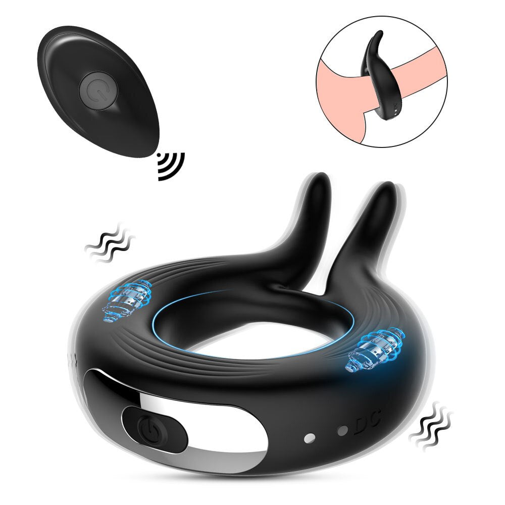 รีโมทคอนโทรลไร้สาย Penis Vibrator แหวนสำหรับชาย Delay Ejaculation Vibrating Cock แหวนชาย Masturbator เซ็กซ์ทอยสำหรับผู้ใหญ่18