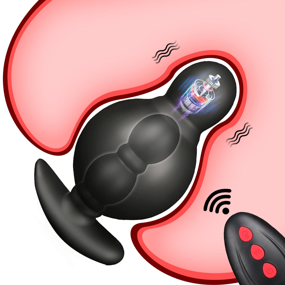 รีโมทคอนโทรลไร้สายชาย Prostate Massager Inflatable Anal เสียบ Vibrating Butt Plug Anal ขยาย Vibrator เพศของเล่นสำหรับชาย
