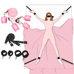 Sex Toys Bed Sex Bondage Kit Restraints Under Mattress Bed Bondage BDSM Set with Handcuff Ankle Cuffs Adult Game Toy for Couples