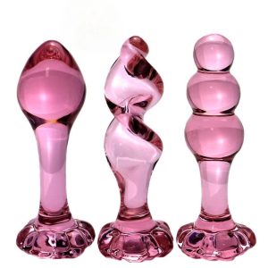 Exquisite Pink Crystal Glass Anal Plug Adult Masturbation Products Prostate Massager Erotic Toys For Couple (3 Styles)