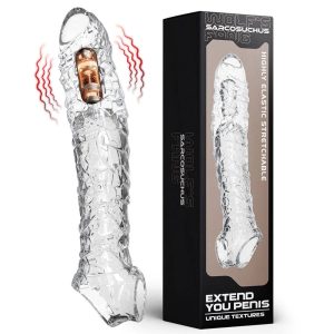 Vibrator for Men Penis Enlargement Sleeve Cover Case Cock Header Enlargement Extension Enhancement Men Sex Toy Silicone Condom
