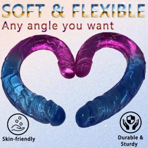 Two sizes of long double-headed dildos, double-sided crystal dildos, for anal and G-spot stimulation, unisex