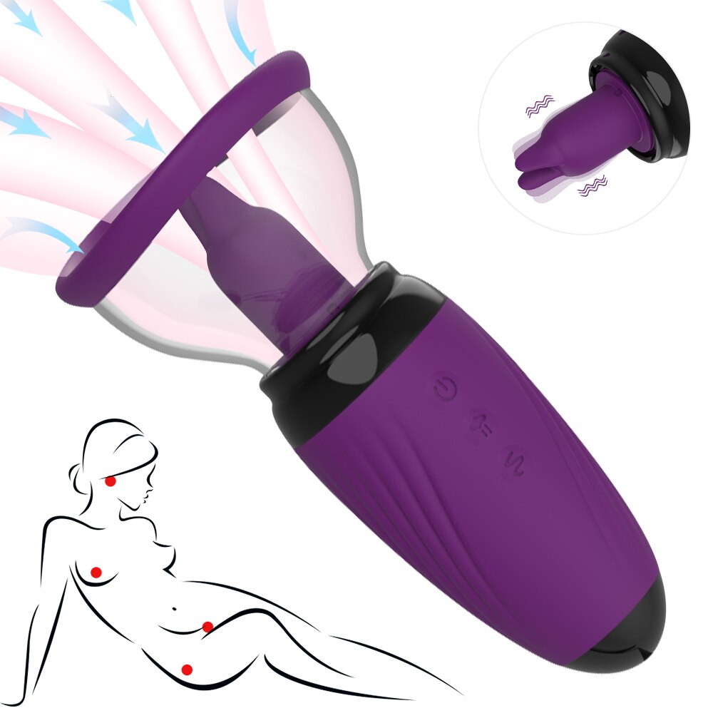 หัวนมดูดเครื่องลิ้นสั่น Sex Shop หญิง Masturbator Clitoral Stimulator หีเซ็กซ์ทอยสำหรับคู่