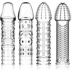 Silicone Penis Sleeves Reusable Condoms Cock Enlarger Penis Erection Sex Toy for Men Transparent Penis Enlargement Men Sex Toys