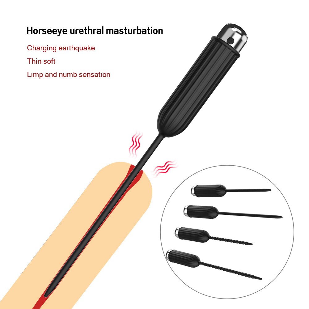 Silicone Urethral Dilators Penis Plug 10 Speed Vibrating Insertion Urethral Plug Catheter Sounds Vibrator Sex Toys for Men Adult
