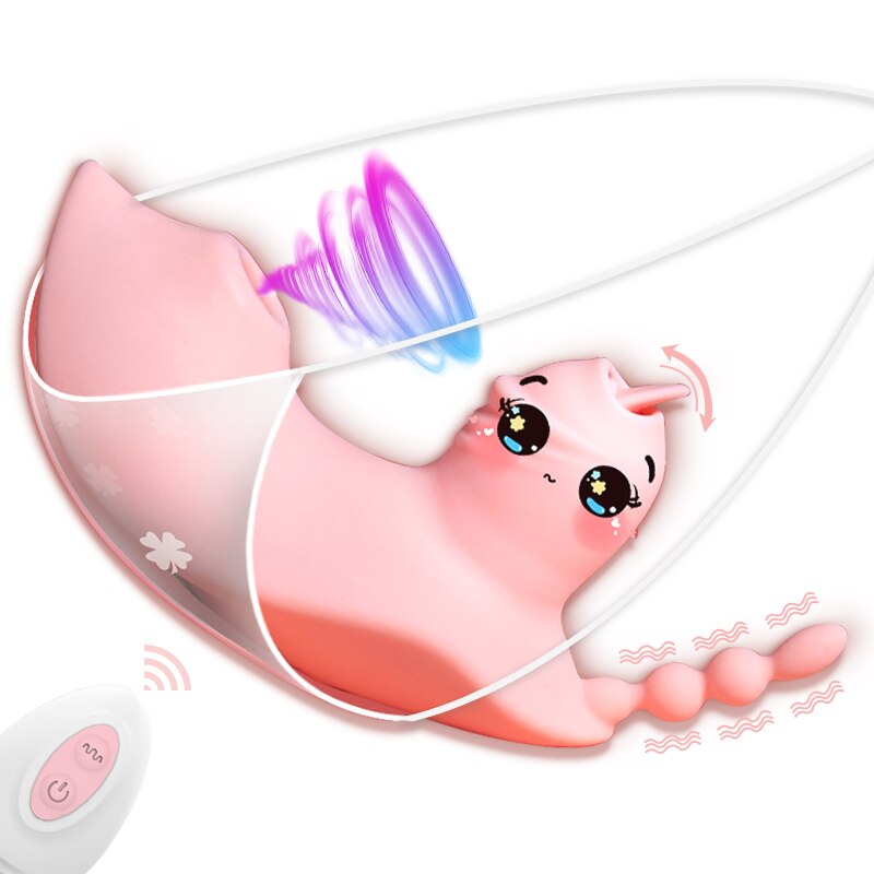 เลีย Sucking Vibrator สำหรับผู้หญิง Wearable Dildo ระยะไกล G Spot ช่องคลอด Massager Clit Stimulator Vibrating Anal Butt Plug เซ็กซ์ทอย