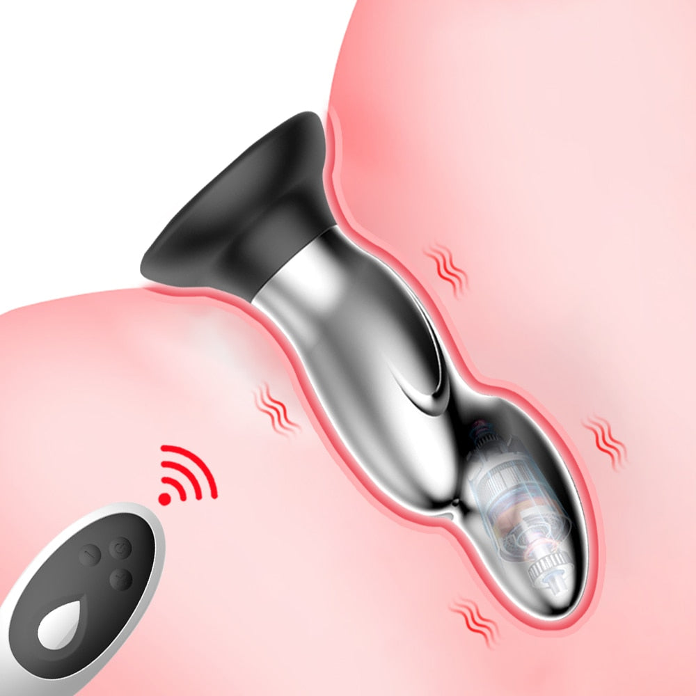 โลหะ Vibrator Anal เสียบของเล่นเพศสำหรับผู้ชาย Anal Massager สแตนเลส Butt Plug G-Spot Anus Stimulator Remote ช่องคลอด Vibrator