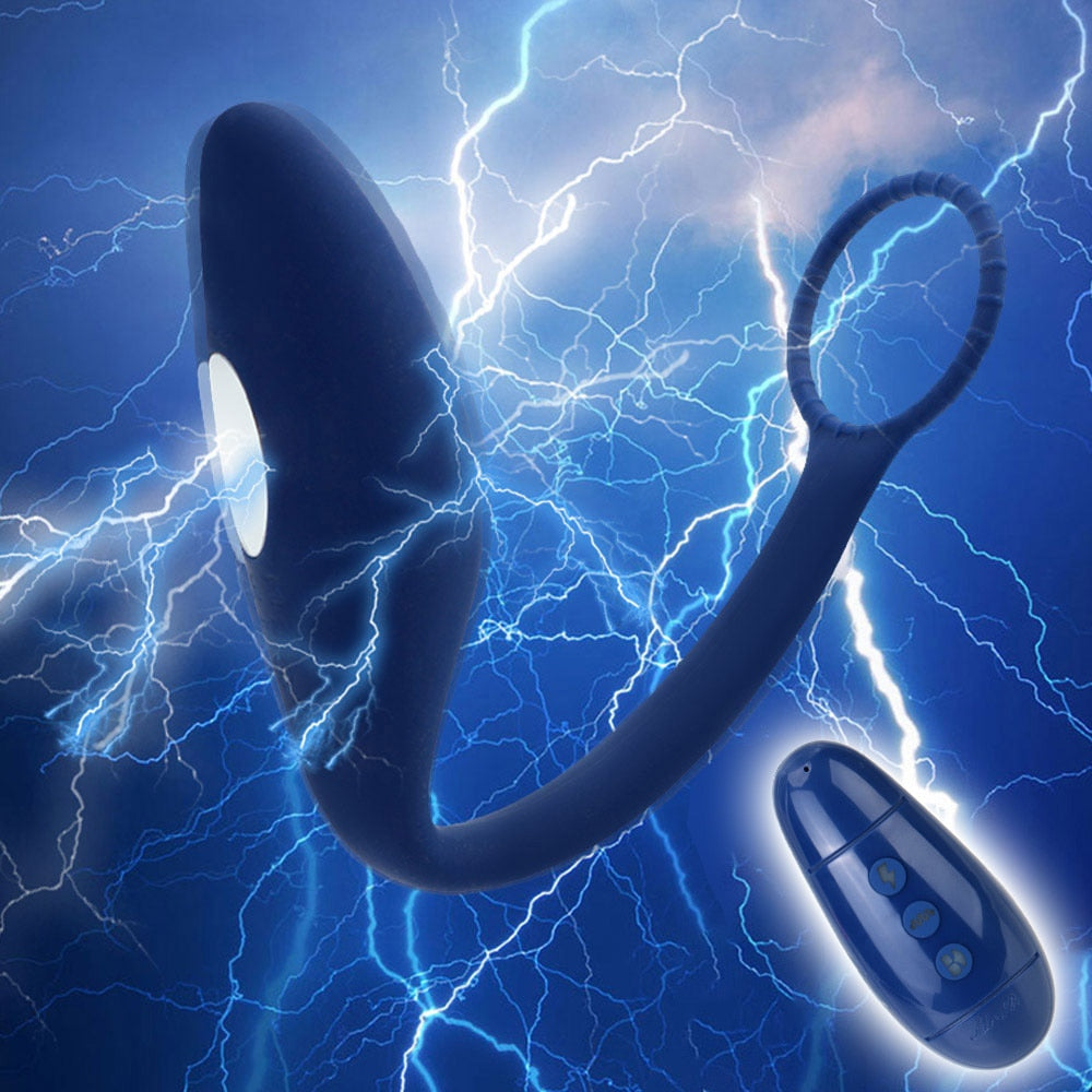 Wireless Remote Control Electric Shock Prostate Massager Gay Sex Toys Anal Plug Butt Plug Vibrator with Ring Anal Toy for Men