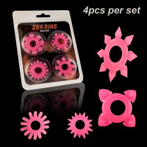 4pcs Men's Glow In The Dark Soft Grain Decor Penis Rings, High Elasticity Easy To Clean Masturbating Toys For Couple's Flirting, Men's Gay's Pleasure