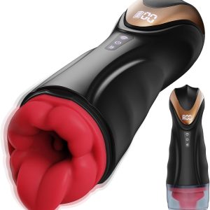 Automatic Male Masturbator with 9 Vibration & 5 Suction Modes - Heating Oral Blowjob Stroker (Black)