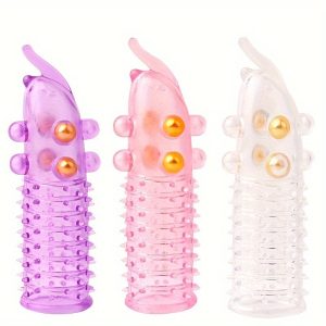 Men's Wolf Teeth Penis Sleeve With Bead,  Accessory For Longer Stronger Erection Ejaculation Delay Pleasure Enhancing, Transparent Elephant Nose Cock Condom For Men Couples