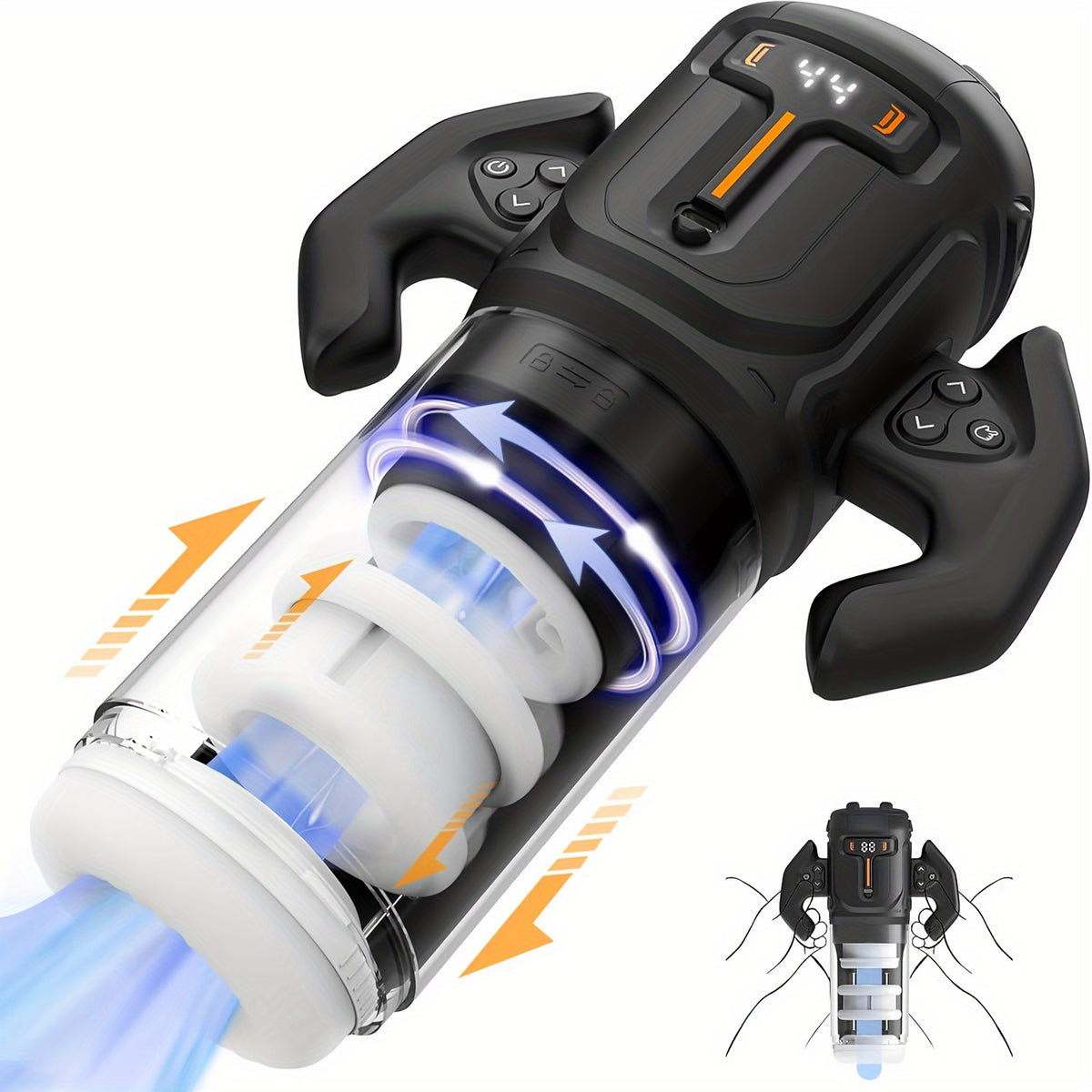 Automatic Male Masturbator Sex Toys, Unique Male Sex Toys With 4 Thrusting & Rotating Modes For 4 Speeds, Male Stroker With Handles & Digital Display & One-Click Burst For Men, Sergeant Major