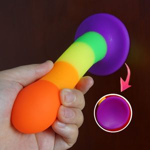 17.9cm Rainbow Wavy Silicone Dildo with Strong Suction Cup - 7-Inch Colorful Adult Toy