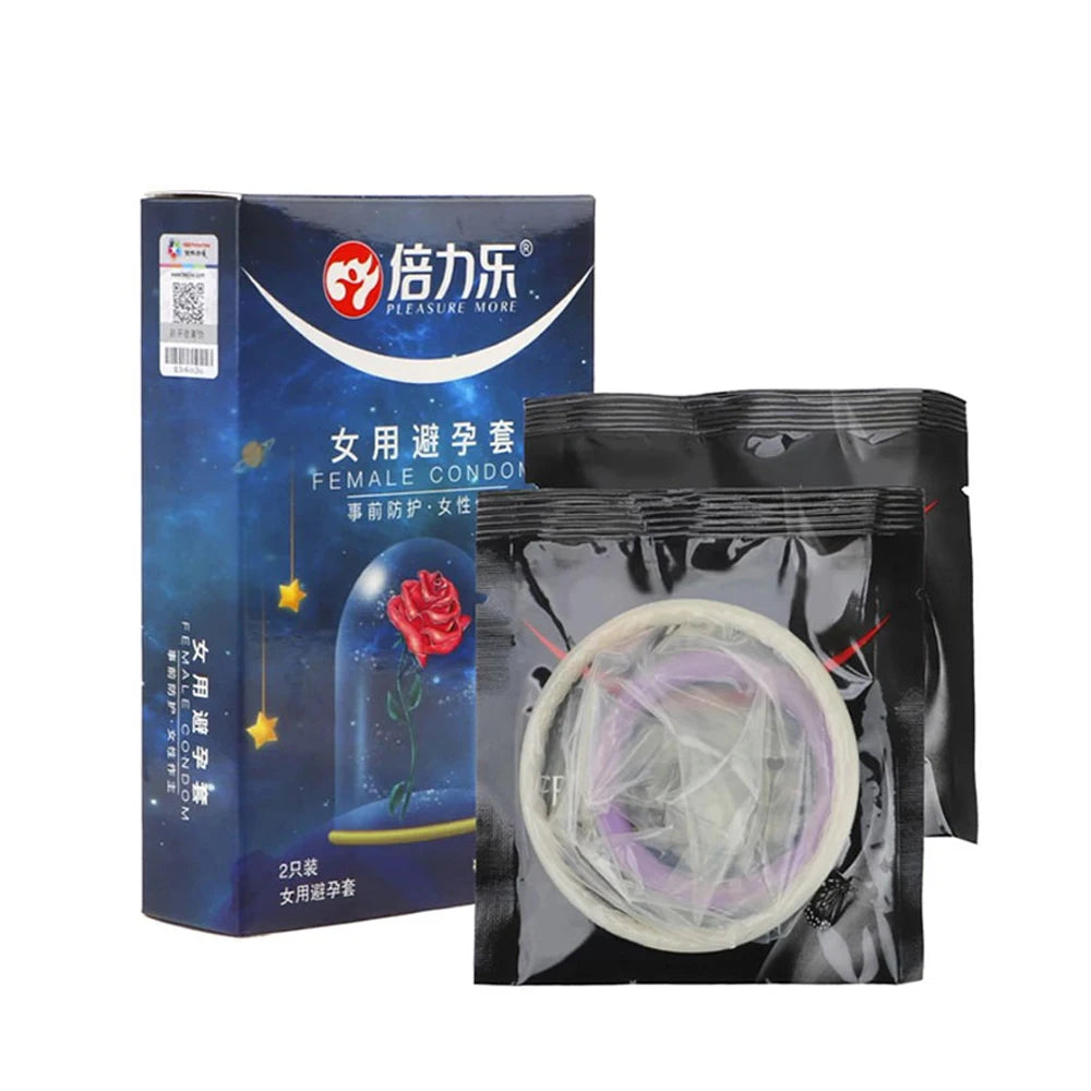 2Pcs Female Condoms Natural Latex Condoms for Women Safe Contraception Adult Sex Products Adult Female Natural Latex Condoms