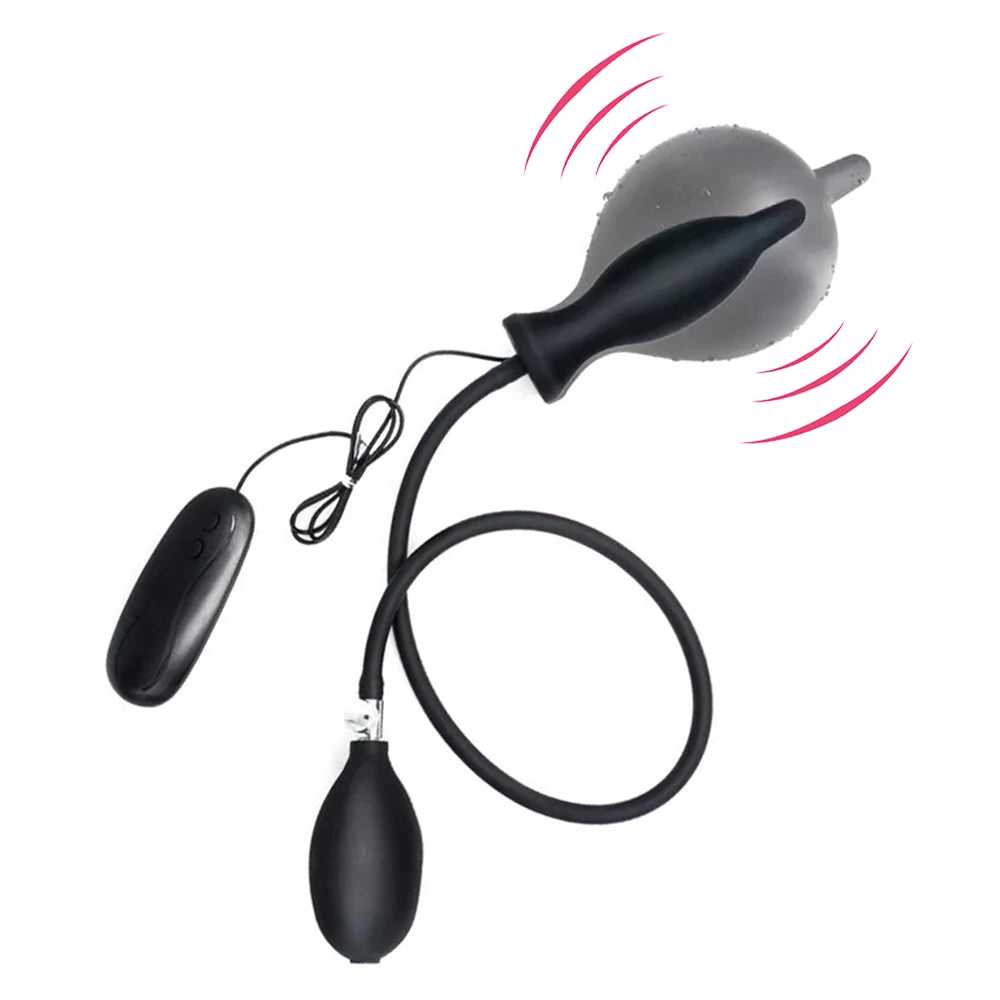 ปลั๊กก้นสั่นแบบปั๊มลม Inflatable Anal Vibrator ขยายได้ 10cm พร้อมรีโมท 10 Speeds