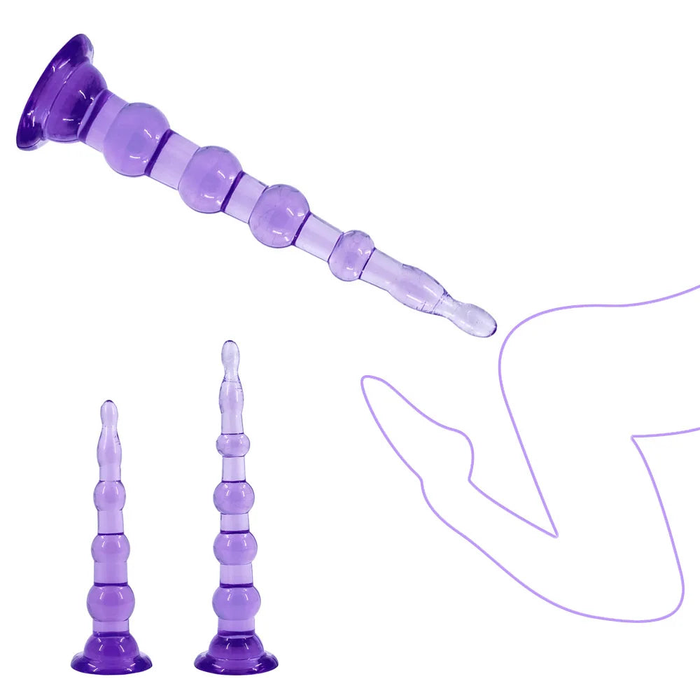 Jelly Anal Beads with Suction Cup – Graduated Anal Plug Prostate Massager