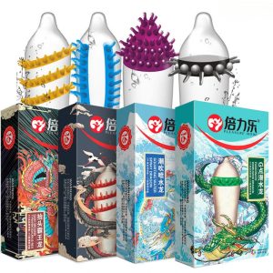 Ribbed Condoms for Men Dotted Spike G-spot Vaginal Stimulation Cock Delay Penis Sleeve Adult Sex Toys Couple Sex Tools