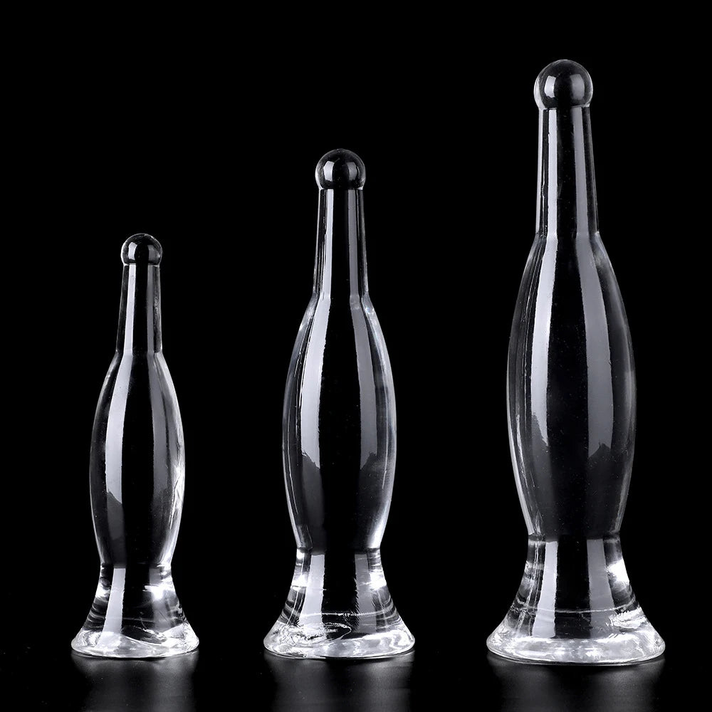 Crystal Bottle-Shaped Soft TPE Anal Dilator - 3-Size Large Butt Plug Dildo Adult Sex Toy for Women