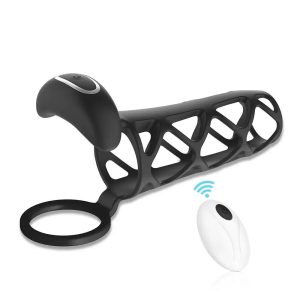 Wireless Remote Vibrating Cock Ring - Hollow Penis Extender Sleeve for Couples